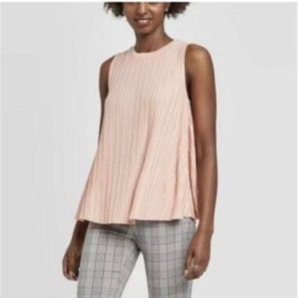 A New Day Womens Sleeveless Pleated Top Light Pink Size L - Picture 1 of 10